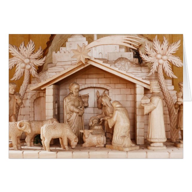 Wooden Christmas Nativity Scene Cards (Front Horizontal)