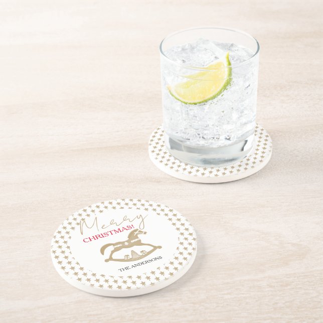 Wooden Christmas Rocking Horse Coaster (Side)