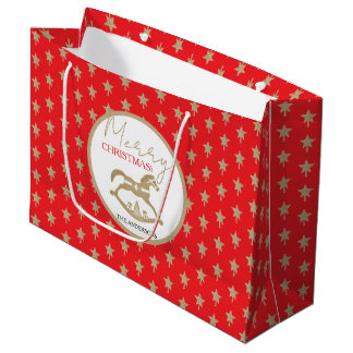 Wooden Christmas Rocking Horse Large Gift Bag