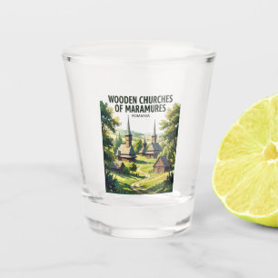 Wooden Churches of Maramures Romania Shot Glass