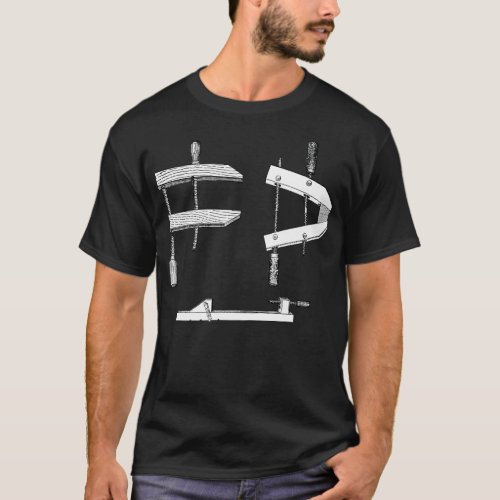 Wooden clamps vintage woodworking book illustratio T_Shirt