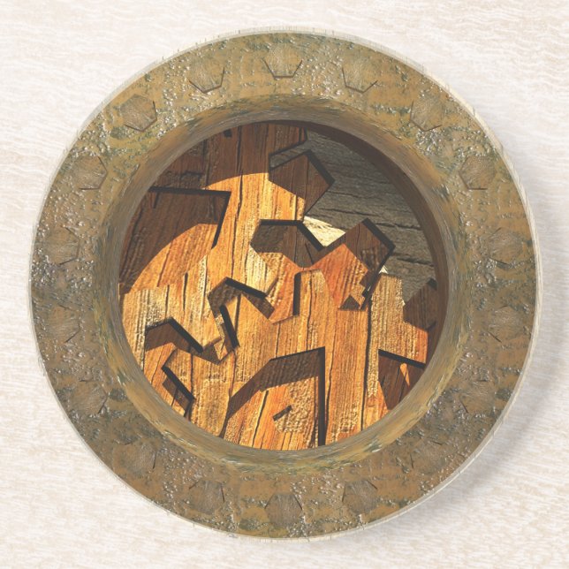 wooden clockwork coaster (Front)