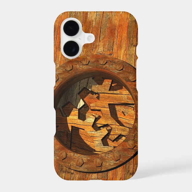 wooden clockwork iphone case (Back)