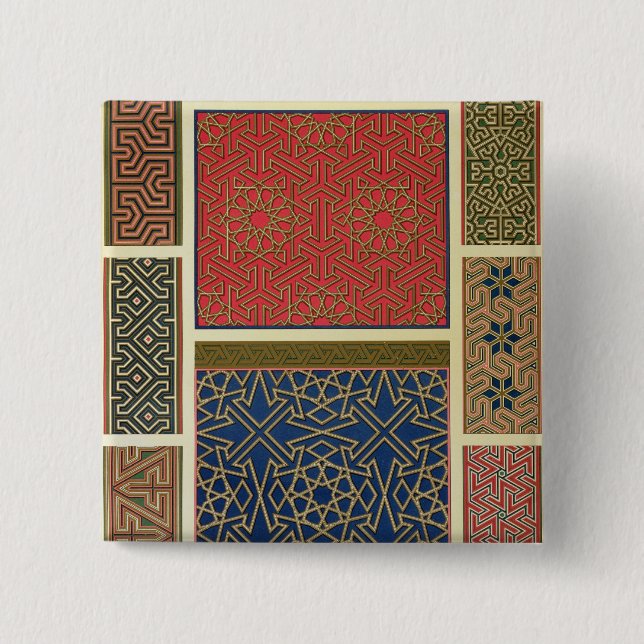Wooden compartments and borders, from 'Arab Art as Pinback Button (Front)