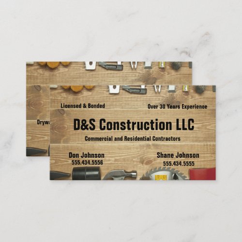 Wooden Construction Company Caution Business Card