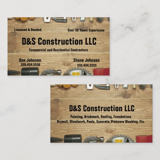 Customizable Wooden Construction Company Caution Business Card