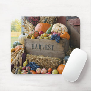Wooden Crate Overflowing with Harvest Mouse Pad