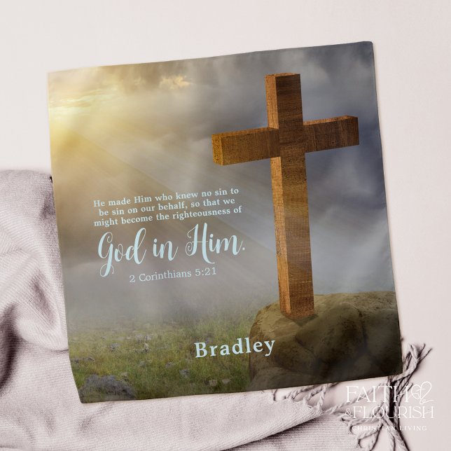 Wooden Cross Bible Verse Personalized Handkerchief Bandana (Creator Uploaded)