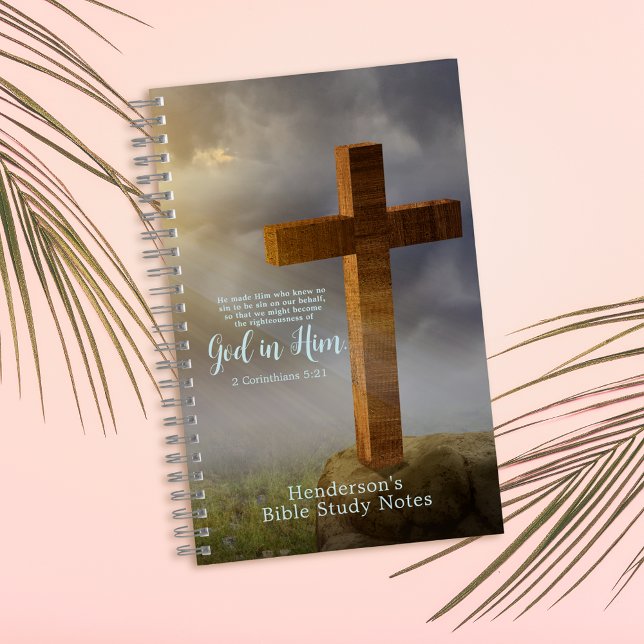 Wooden Cross Bible Verse Personalized Notebook (Creator Uploaded)