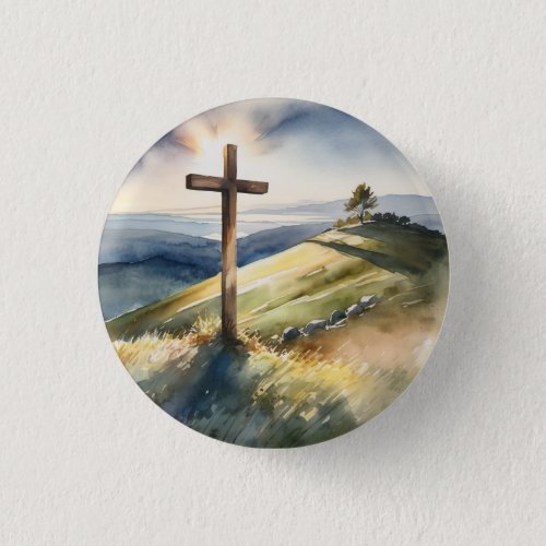 Wooden Cross Button