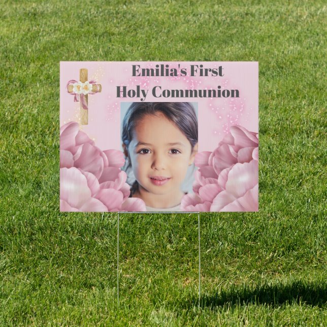 Wooden cross DIY photo girls peony pink flower Sign (Insitu)