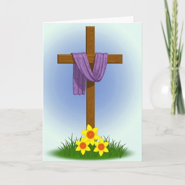 Wooden Cross Hopeful Scene Card (Front)