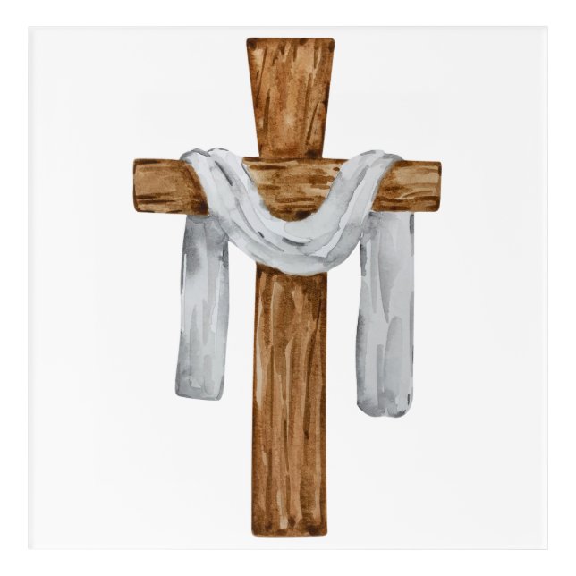 Wooden Cross Jesus Christ Acrylic Print (Front)