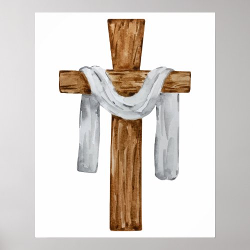 Wooden Cross Jesus Christ Poster