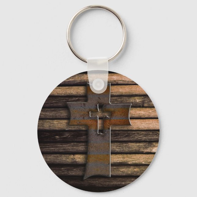 Wooden Cross Keychain (Front)