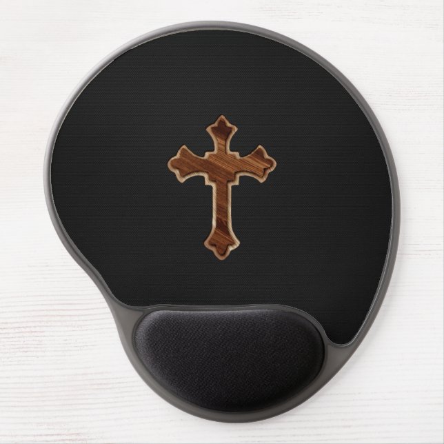 Wooden Cross on Dark Fabric Image Print Gel Mouse Pad (Front)