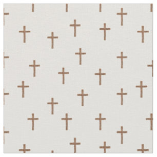 Wooden Crosses on Ivory Fabric