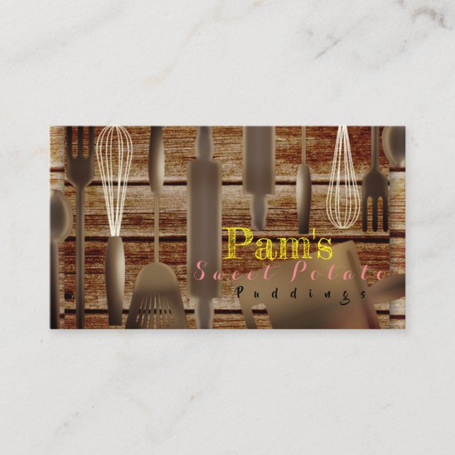 Wooden Culinary Utensils Cook/Bake Business Card (Front)