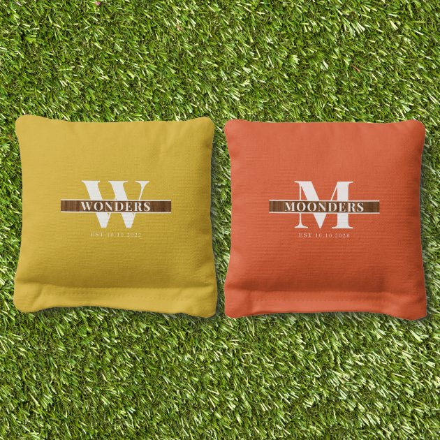 Wooden Custom Monogrammed Cornhole Bags