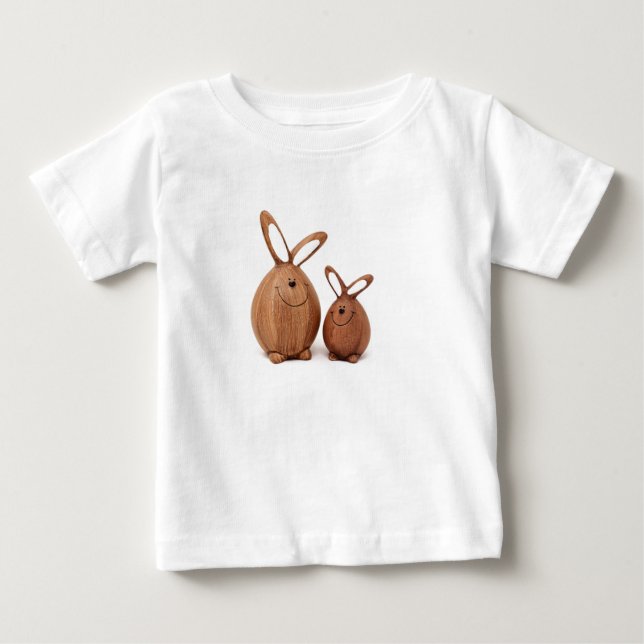 Wooden cute Easter rabbit Baby T-Shirt (Front)