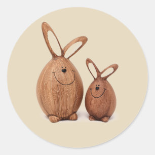 Wooden cute Easter rabbit Classic Round Sticker