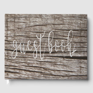 Wooden Dark Timber Beach House Personalized Guest Book