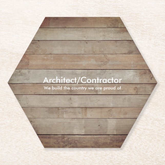 Wooden Deck Business Card Paper Coaster (Front)