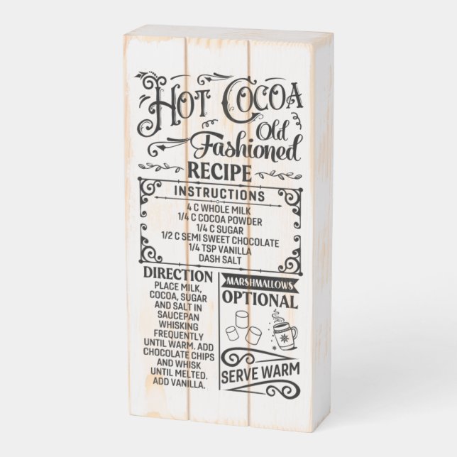 Wooden Decor Hot Cocoa Sign (Angled Vertical)