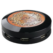 Wooden decor with butterfly USB charging station (Angled)