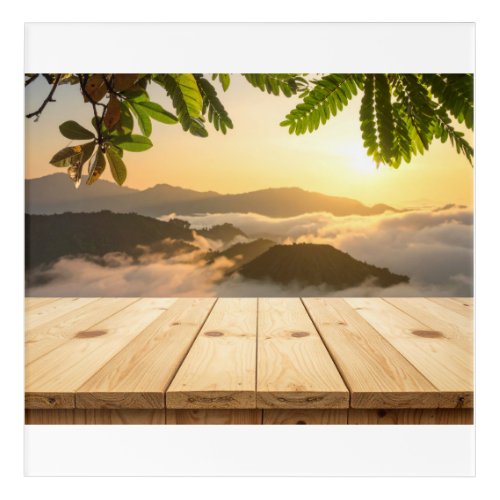 Wooden Desk in Sunrise Light Acrylic Print