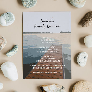 Wooden Dock On Lake Family Reunion Invitation by loraseverson at Zazzle