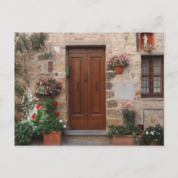 Wooden Door Tuscany Italy Personalized Postcard by elizme1 at Zazzle
