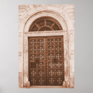 Wooden Doors in the Old Quarter Barcelona, Spain Poster