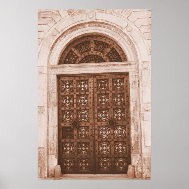 Wooden Doors in the Old Quarter Barcelona, Spain Poster (Front)