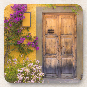 Wooden doorway beverage coaster