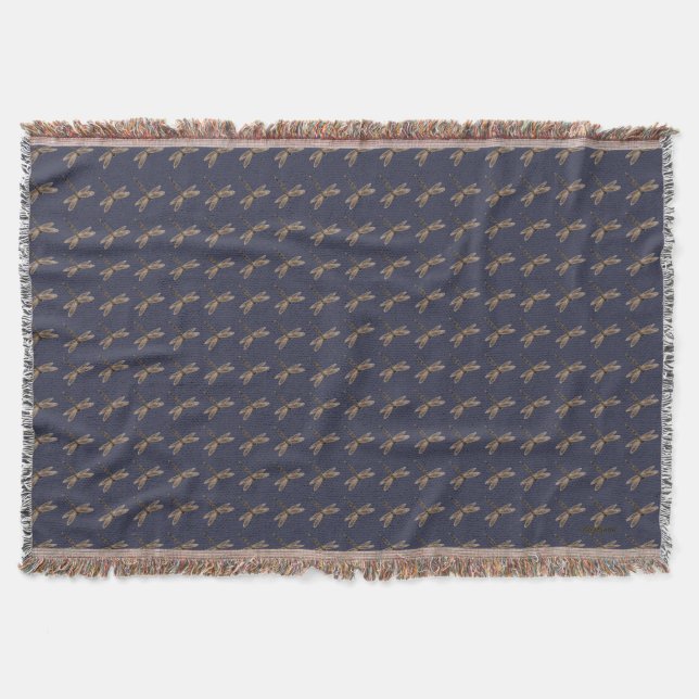 Wooden Dragonfly Throw Blanket (Front)