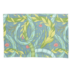 Wooden dragons pillow case