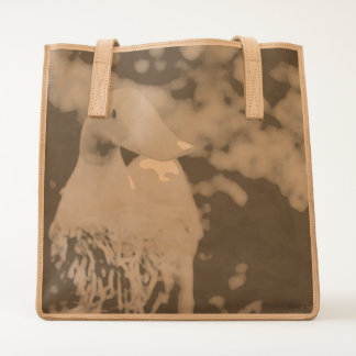 Wooden duck head with flowers tote