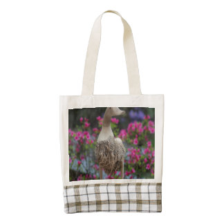 Wooden duck with flowers zazzle HEART tote bag