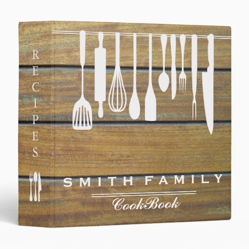 Wooden Family Recipe Cookbook 3 Ring Binder