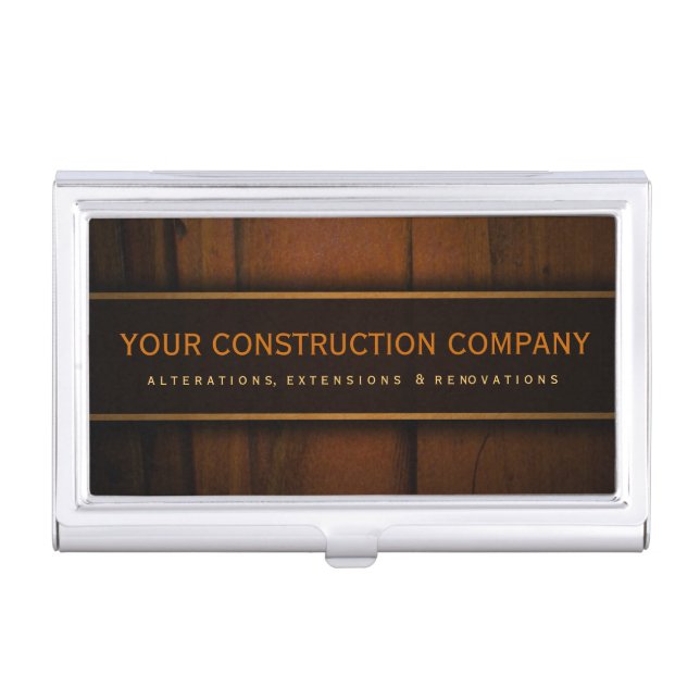 Wooden Faux Pine Wood Custom Business Card Holder (Front)