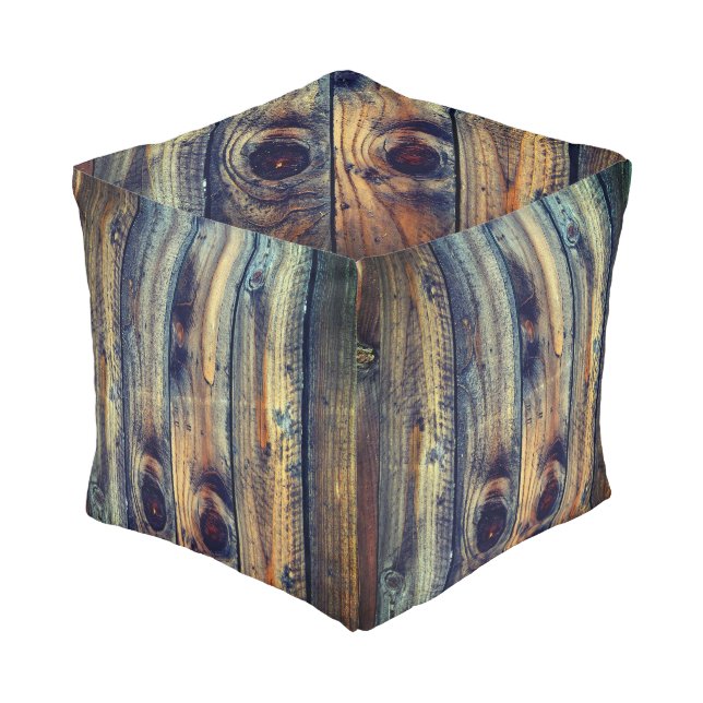 Wooden Fence Cool Unique Pouf (Angled Front)