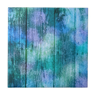 Wooden Fence Graffiti Purple Blue Green Turquoise Ceramic Tile