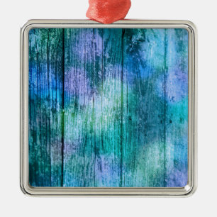 Wooden Fence Graffiti Purple Blue Green Turquoise Metal Ornament