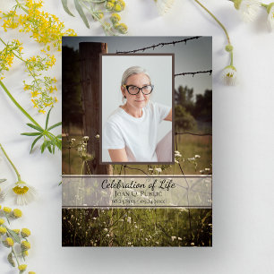 Wooden Fence Post Wildflowers Celebration of Life Invitation