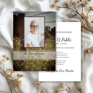 Wooden Fence Post Wildflowers Death Anniversary Invitation
