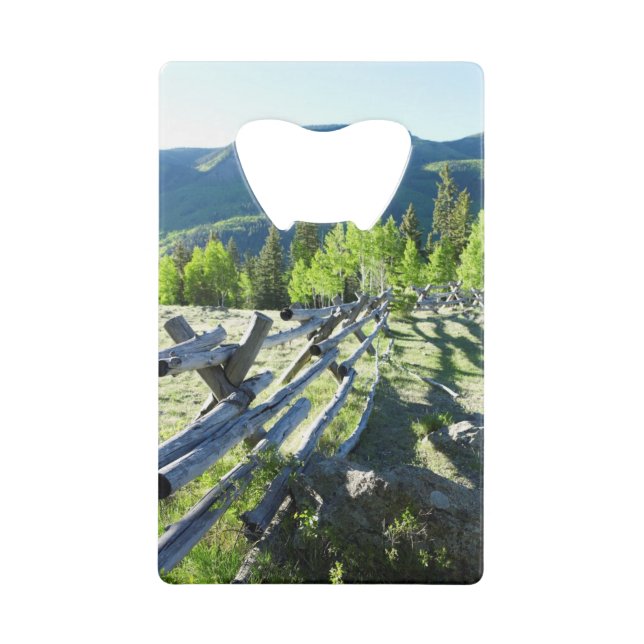 Wooden Fenceline Credit Card Bottle Opener (Front)