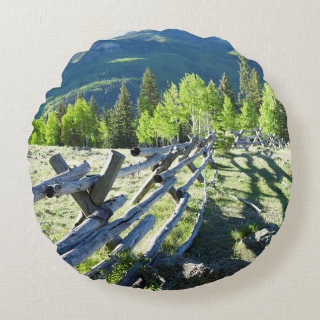 Wooden Fenceline Round Pillow (Front)