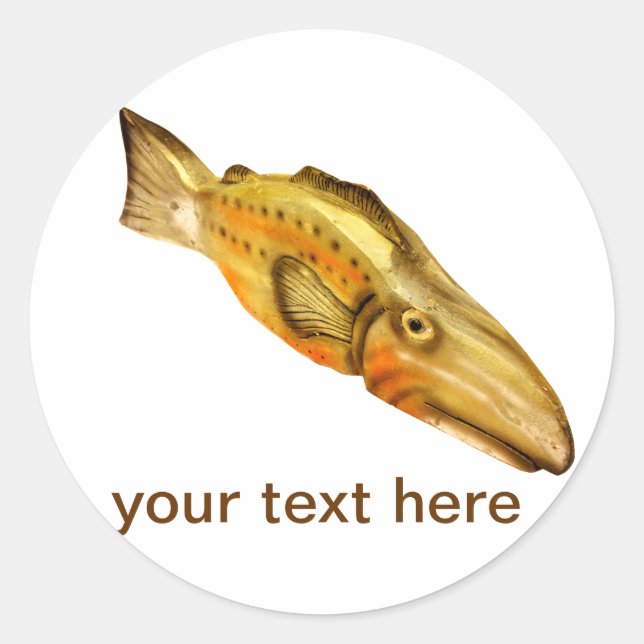 wooden fish classic round sticker (Front)