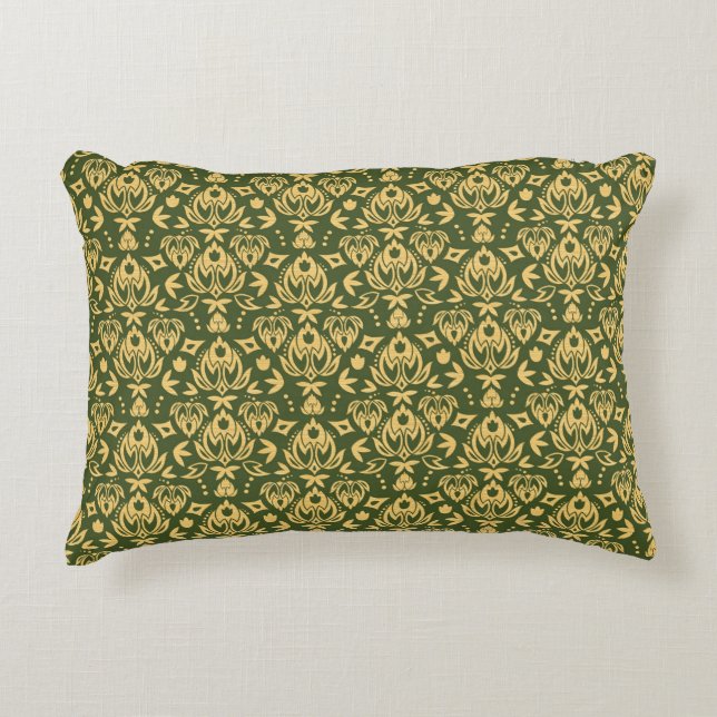 Wooden floral damask pattern background accent pillow (Front)